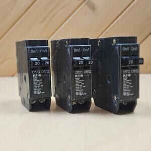 3 Breakers Eaton BD2020 BRD & A 120/240 V HACR Type 2 Pole  Circuit Breakers